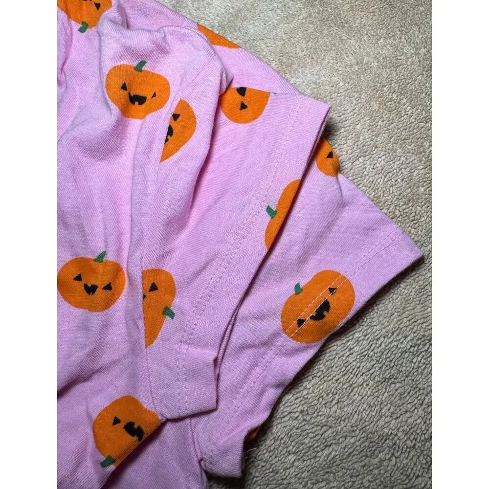 Old Navy Girls Large (10-12) Short Sleeve T-Shirt Pink W/Pumpkin Faces NWT NEW